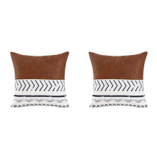 Taie d'oreiller marron 45 x 45 cm, motif cuir moderne, pour canapé ou chambre (lot de 2).
