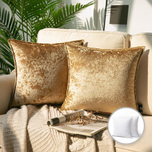 Coussin décoratif Phantoscope en velours froissé brillant avec bordure, 45,7 x 45,7 cm, marron clair, lot de 2