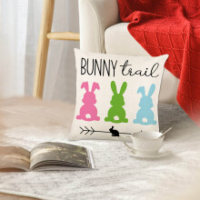 Coussin décoratif de Pâques imprimé numérique Federra, motif lapin et œuf, en lin, housse de coussin pour chambre ou canapé.