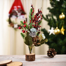 Liquidation de décorations de sapin de Noël ! Figurine décorative pour sapin de Noël avec fleurs artificielles bleues et fruits rouges. Vente