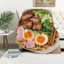 Vicces ramen takaró, 40x50 hüvelykes, narancssárga tészta mintával - puha, kényelmes flanel kanapéra, heverőre, egész évszakra - nagyszerű