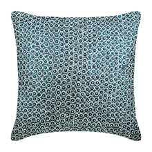 Kussenhoes, blauw 16x16 inch, zijden sierkussen voor de bank, cirkels en stippen, versierd met pailletten, moderne decoratie - Metal Daze