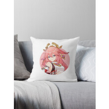 AIVO Yae Miko - Genshin Impact Housse de coussin décorative Housse de coussin Housse de coussin pour canapé Double face