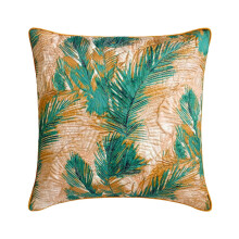 Housse de coussin décorative avec fermeture éclair, verte, 30 x 30 cm, en satin matelassé à motif floral, style moderne - Arecaceae