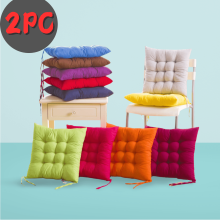 Coussin de chaise carré uni avec attaches, 40 x 40 cm (lot de 2), coussin moelleux pour salle à manger, bureau, voiture, extérieur, lavable en