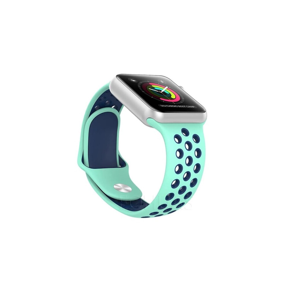 Compatible With Apple Watchwith Apple Watch 4 - 44Mm - Hutech's Stylish Silicone Bracelet Mint/ L Blue 9083649955079