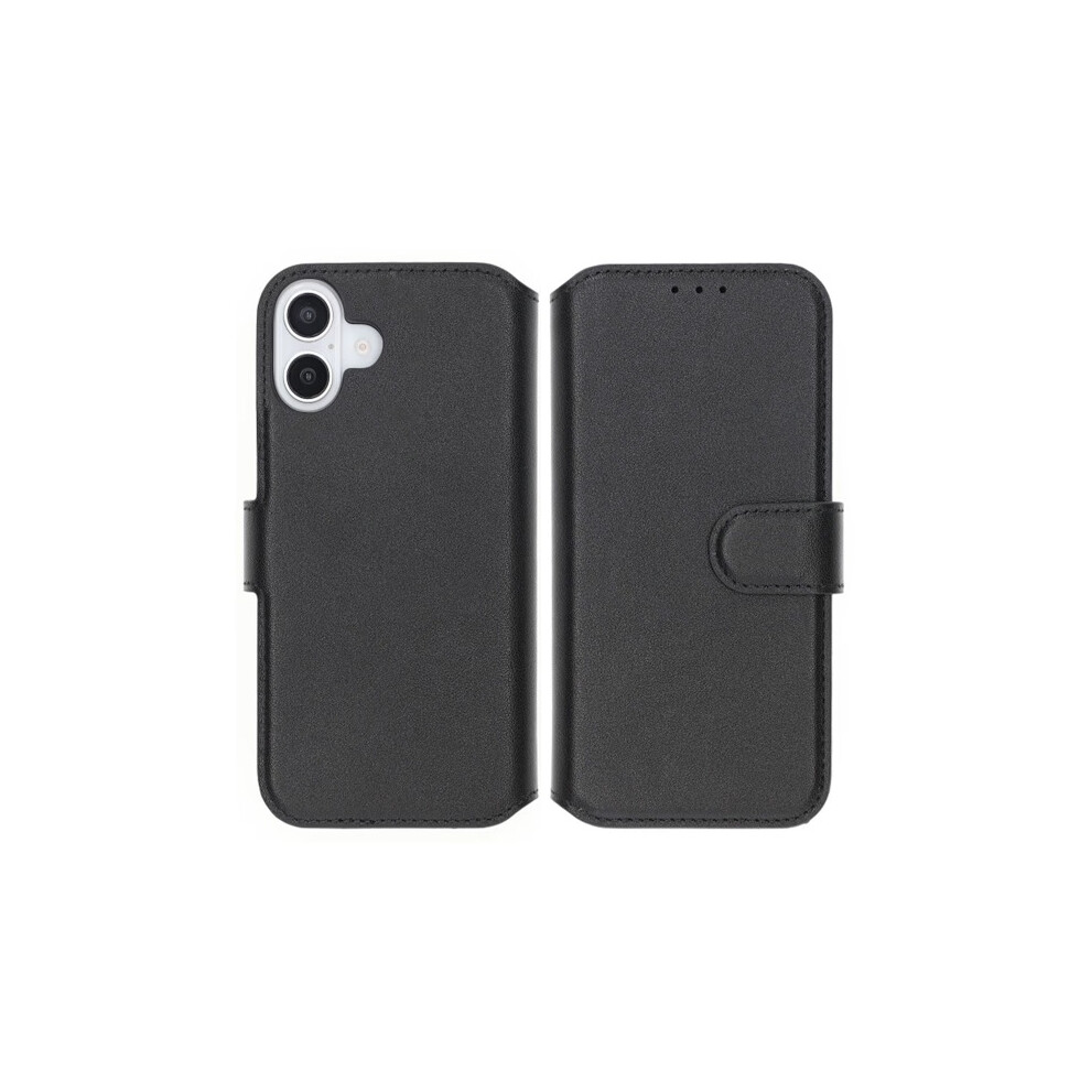 Compatible With Iphone 16 Wallet Case Genuine Leather Rvelon - Black 9083649955017