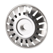 Practical sink stopper with strainer in durable steel Silver