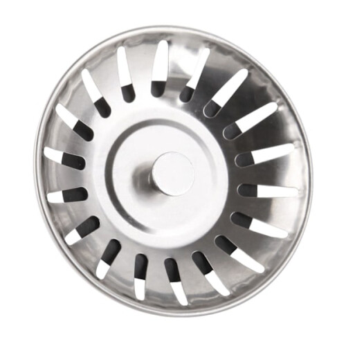 Practical sink stopper with strainer in durable steel Silver