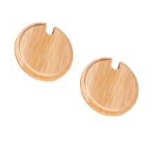 Lid for Cup Bamboo Coaster Wooden Boon Lids Cups Covers Bowl Round Coasters 2 PCS