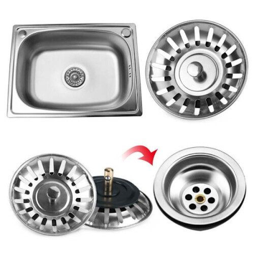 Practical sink stopper with strainer in durable steel Silver 2