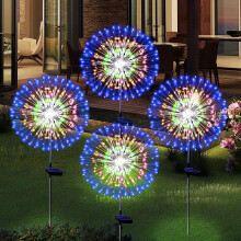 Solar Garden Lights 2 Pack, 120 LED Waterproof Solar Powered Firework Stake Lights Outdoor, Compatible with Yard Pathway Decor (Colorful)
