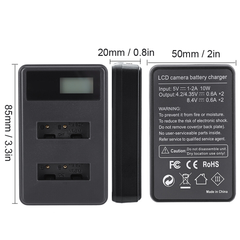 Dual Slot Battery Charger For Sony Np-Bx1, Lcd Lcd Display, Usb Power 4971382667364