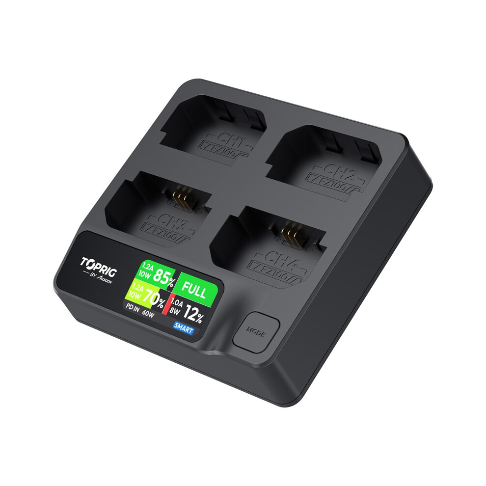 100W 4Bay Fast Charger With Usbc Pd And Realtime Color Display For Sony Npfz100 9113335026643