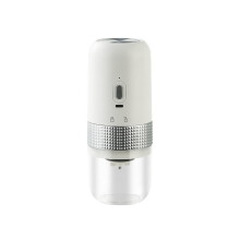 Portable Electric Coffee Grinder USB Rechargeable Adjustable Grind Compact OneTouch for Travel White