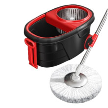 Spin Mop and Bucket Set with 360 Rotating UltraAbsorbent Microfiber Pad and Adjustable Handle