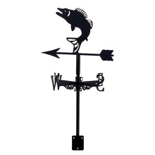 Metal Roof Weathervane Fish with Farm Scene, Weatherproof Garden Art Wind Direction Indicator