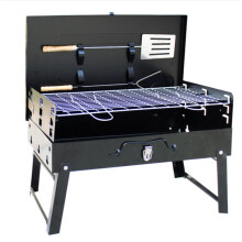 Foldable Stainless Steel Portable Charcoal BBQ Grill with Skewer Lift for Outdoor Camping