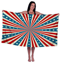Grote, ultrazachte, sneldrogende strandhanddoek met Amerikaanse vlagprint, absorberende, lichtgewicht baddeken voor zwemmen, reizen, kamperen en