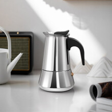 Cafetière italienne Moka en acier inoxydable, compatible avec les plaques à induction, idéale pour la maison et le camping.