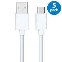 5x USB-C-Schnellladekabel (90 cm), kompatibel mit Samsung Galaxy S8/S8+/Note8, Nexus 5X/6P, OnePlus 2/3/5, LG G5/G6/V20, HTC 10, Pixel – Weiß