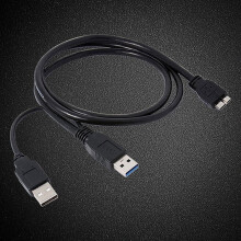 SUSUchens zwarte dubbele A naar Micro-B USB 3.0 Y-kabel voor Samsung Galaxy S5 Note 3 USB HUB