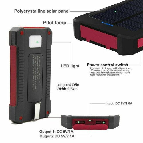 2023Super10000mAh Φορητός Φορτιστής USB Ηλιακή Τράπεζα Ενέργειας για Κινητό Τηλέφωνο 2