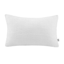 Soft Corduroy Striped Velvet Rectangle Decorative Throw Pillow Cusion For Couch, 12" x 20", True White, 1 Pack