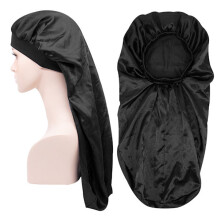 INF Lang satin sovehætte Sort