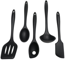 Chef Craft Premium silikoninen keittiöväline- ja ruokailuvälinesetti, 5-osainen, musta