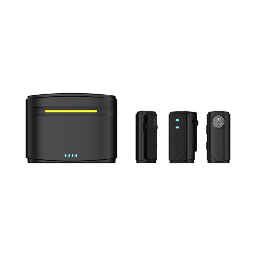Microfone de lapela sem fio 3 em 1, com 2 mini microfones compatíveis com Android/iOS para celular, câmera, vídeo, entrevista e vlog (preto) 1