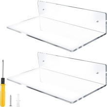 12" L-förmiges Acryl-Schweberegal, 5 mm dicke, transparente Wandregale, unsichtbar für Aufbewahrung und Präsentation (2er-Pack)