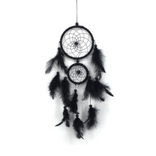 Atrapasueños de plumas tejido NEGRO negro