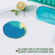 Set di stampi in resina per sottobicchieri, stampo in silicone per scatole portaoggetti per sottobicchieri, stampo rettangolare e rotondo per colata