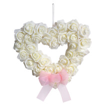 Ghirlanda di rose bianche per San Valentino, romantica ghirlanda d'amore, decorazione per matrimoni all'aperto, accessori per scenografie.