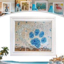 Kit artistico con vetro di mare, kit artistico e artigianale in resina per la spiaggia per adulti, cornice portafoto fai da te con vetro di mare,