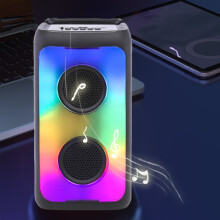 lulshou Bluetooth hangszóró, karaoke hangzás, hordozható PA rendszer LED lámpával, mikrofon támogatással, REC/FM/AUX/USB, minden eszközzel