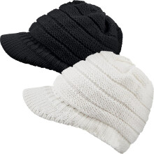 Damska zimowa czapka dzianinowa z zimowym rondem, czapka typu beanie z luźnym daszkiem, ciepła czapka gazeciarza