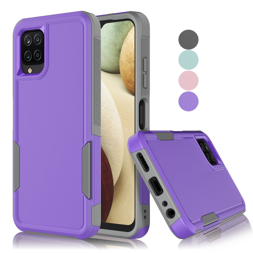 Galaxy A12 Case 2020, Shockproof Heavy Duty Armor 2-In-1 Rugged Bumper Cover Compatible With Galaxy A12 6.5 Inch - Purple 9395123981390