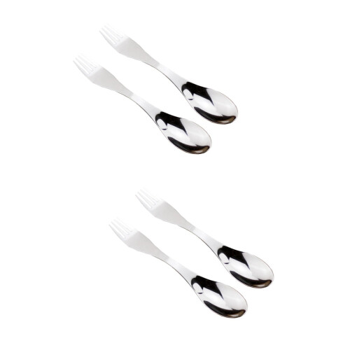 Eease4pcs από ανοξείδωτο ατσάλι με διπλό άκρο Spork, πολυλειτουργικό πιρούνι, κουτάλι,