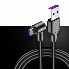 90-graders type C USB-kabel USB til USB C-kabel 3A USB type C-lader hurtigladekabel 2,4 m hurtigladeledning