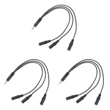 3 Pc Headset Headphones Splitter Cable and Mic Headwear Dispenser