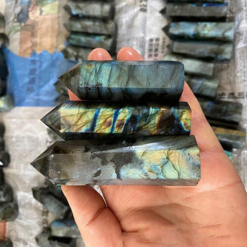 Moonstone Column Natural Labradorite Quartz Crystal Home Decor 5-6cm 1
