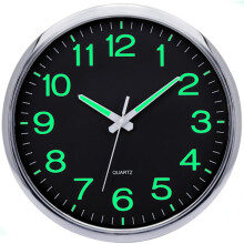 12\" Luminous Wall Clock Glow in the Dark Silent Wall Clock Non Ticking Sweeping Movement - Silver Silver