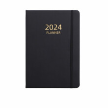 Agenda elegante in pelle formato A5 con 360 pagine, 180 fogli di carta a prova di inchiostro, con elastico, compatibile con il 2024.