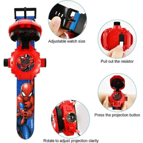 Orologio per bambini, Spiderman24Superhero Figures Projector Watch Patrick 2