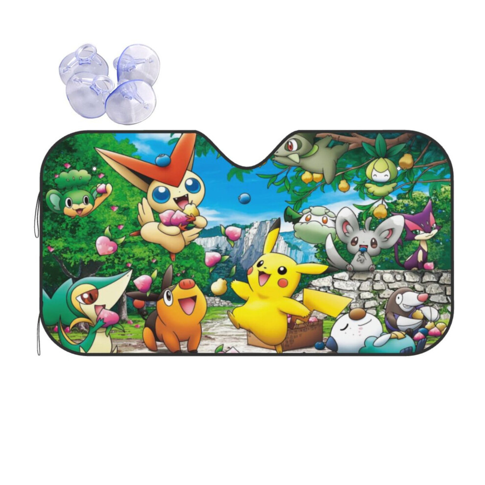 Pokemon Reflector Windshield Sunshade, Compatible With Most Cars. Foldable Heat-Blocking Shield Protects Interior From Sun & Heat. 9395123104683