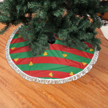 Kerstboomrok van kant met franjes, kerststreepjes, zacht, licht, aangenaam aanvoelend, 30 inch (76 cm)
