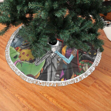 Weihnachtlicher Baumrock mit Fransen und Spitze, Motiv: Nightmare Before Christmas – weich, leicht, angenehm anzufassen (122 cm)