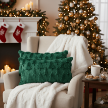 Sm: )e Fodere per cuscini in morbida pelliccia sintetica effetto peluche a forma di albero di Natale verde, 12x20 pollici, set da 2, per divano da